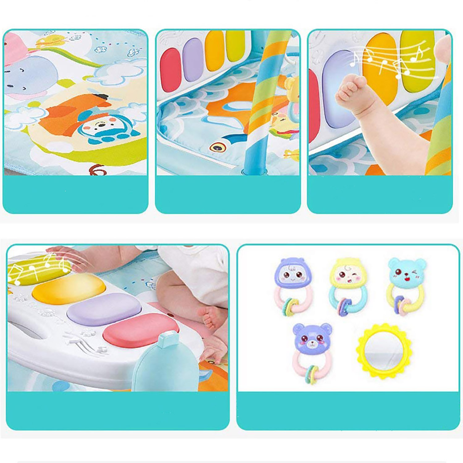 duża mata edukacyjna z pianinkiem interaktywna 5w1 różowe nicekids lz-9903