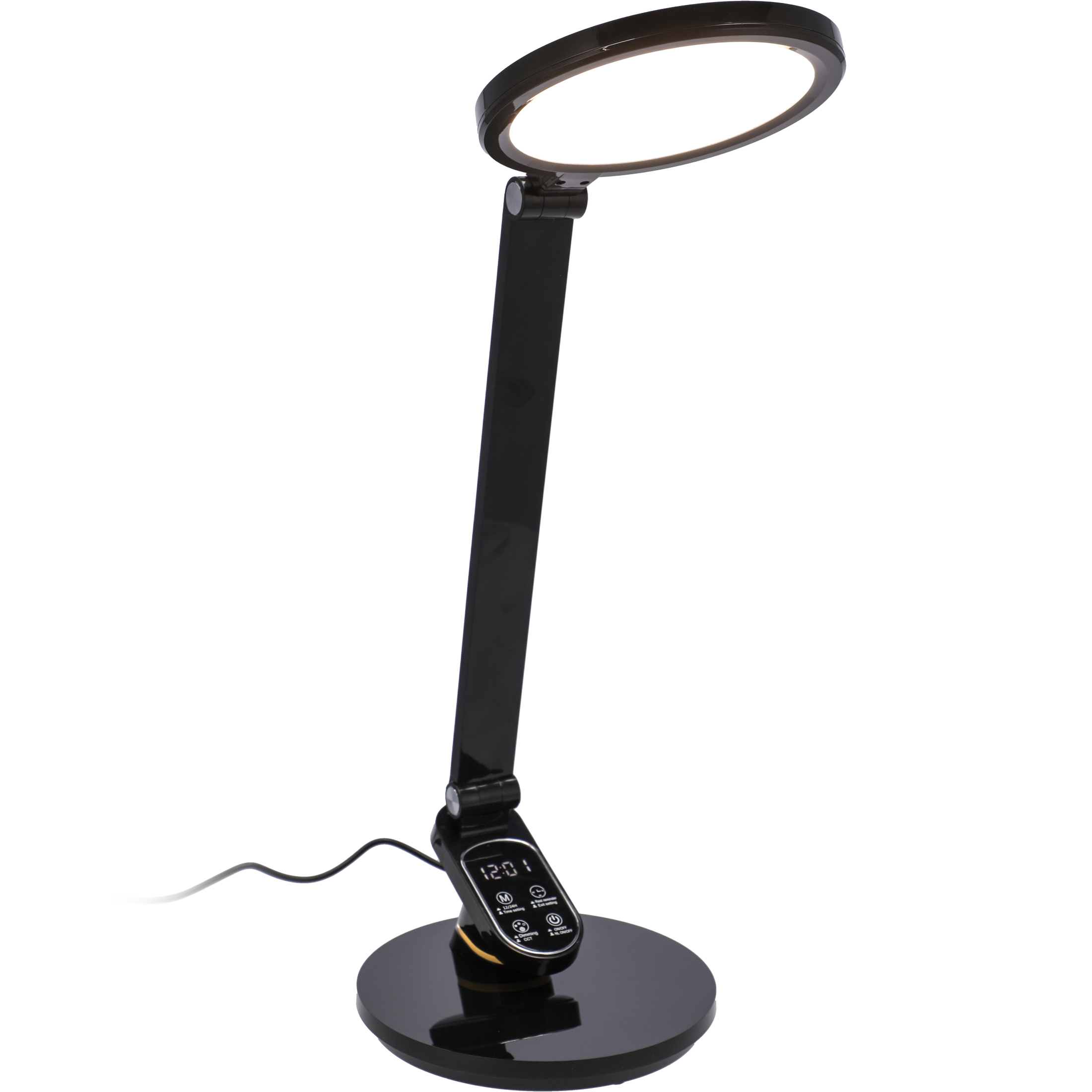 lampka biurkowa szkolna na biurko stołowa led trzy barwy do pracy z zegarem