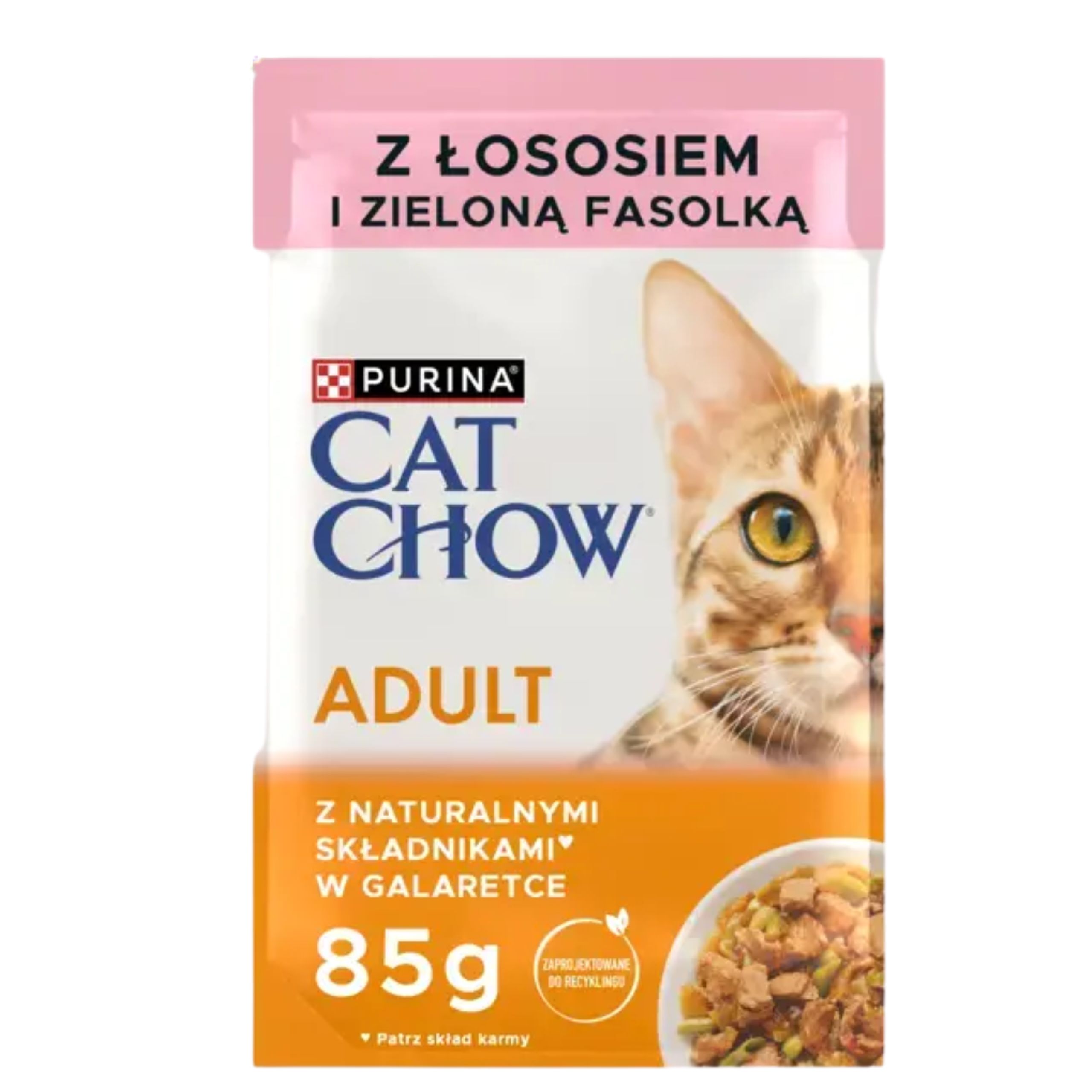 karma mokra dla kota purina cat chow adult łosoś z fasolką naturalna 85 g