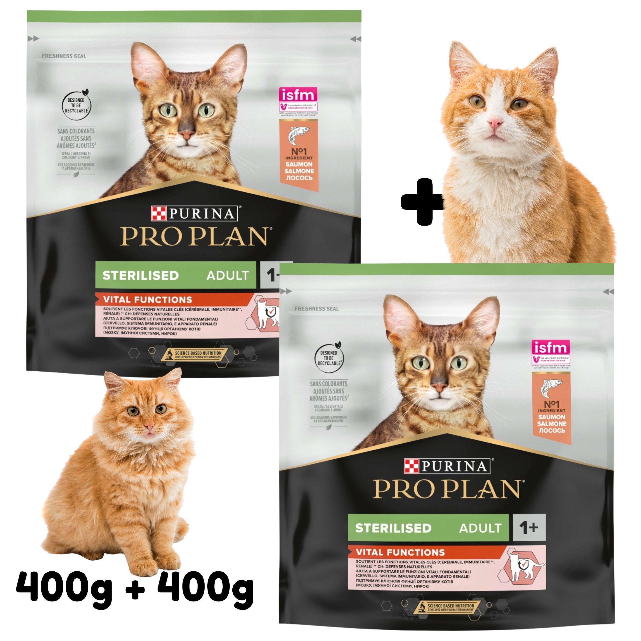 karma dla kotów z łososiem 400g + 400g pro plan sterilised vital functions