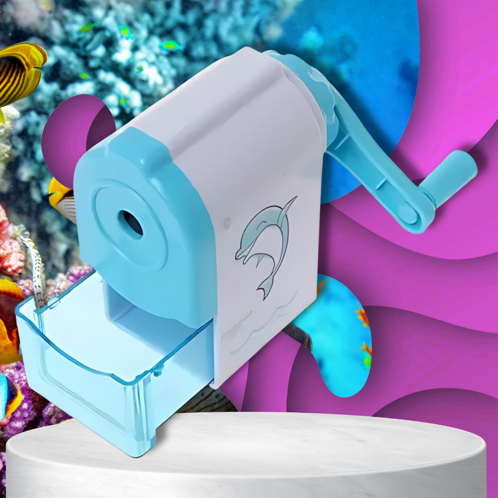 temperówka strugaczka  z pojemnikiem ręczna na korbkę nicekids niebieski