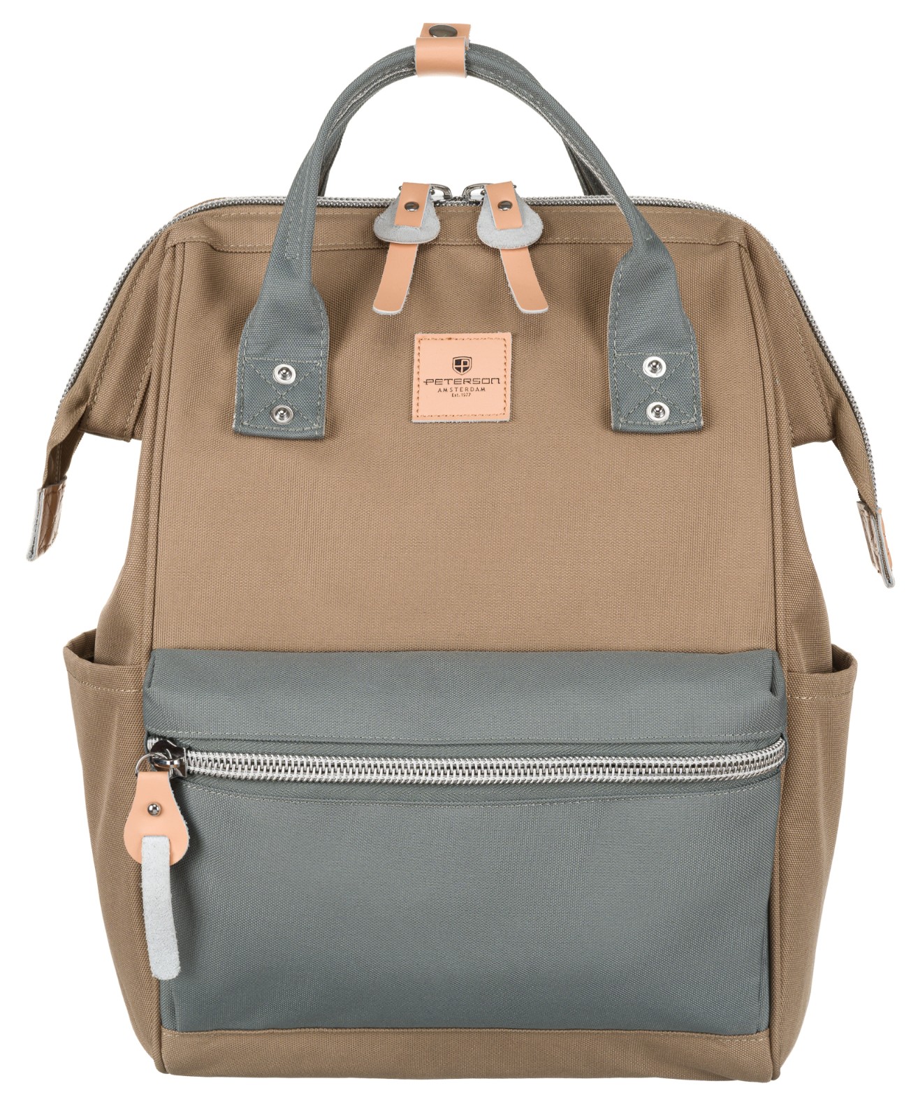 plecak materiałowy ptn beta-6072 khaki+gray