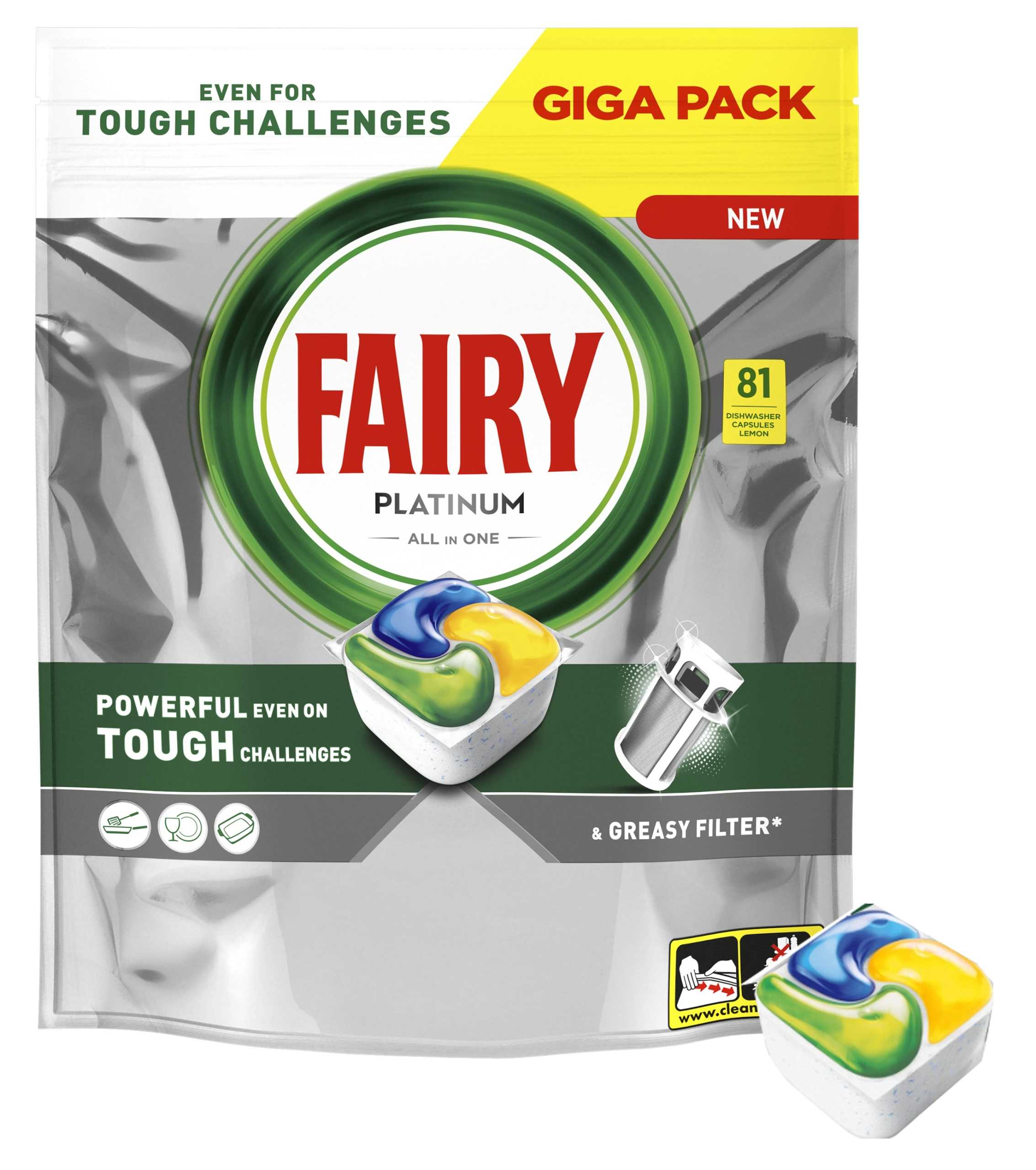 fairy kapsułki do zmywarki platinum all in one lemon 81 szt.