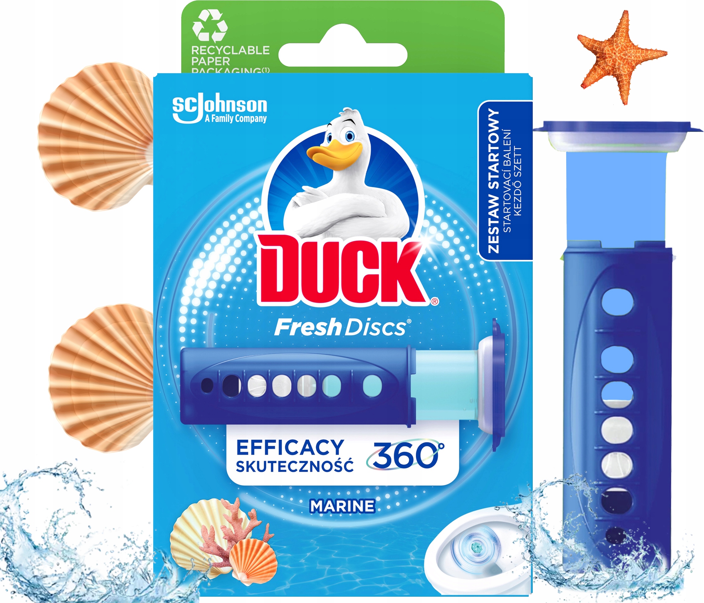 duck fresh discs marine - żelowy krążek do toalety 36ml + aplikator
