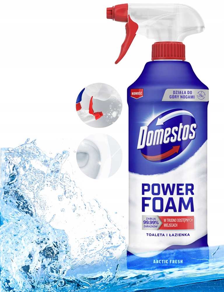 domestos power foam piana do mycia toalety i łazienki arctic fresh 435ml