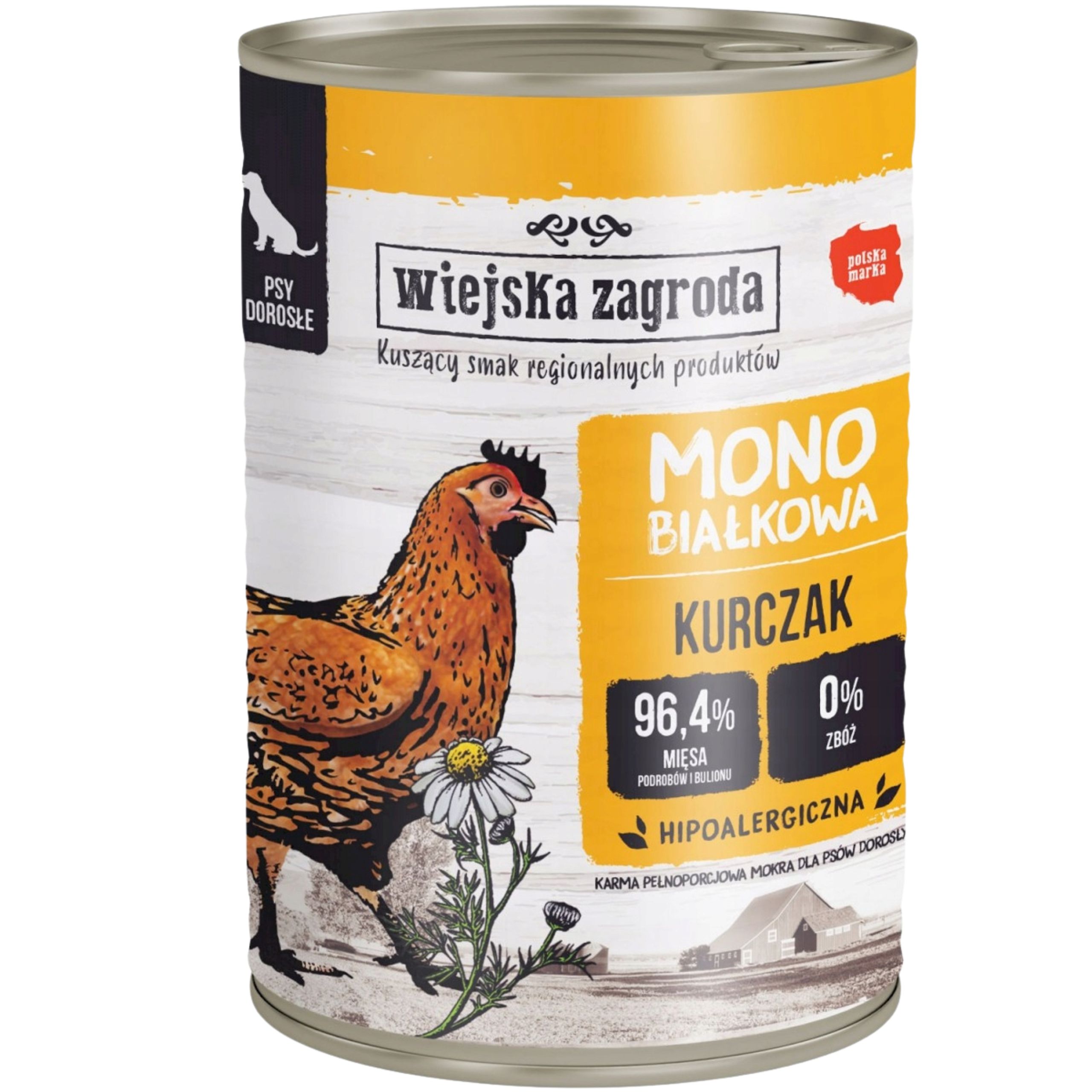 mokra karma dla psa kurczak 400g monoproteinowa wiejska zagroda na alergię