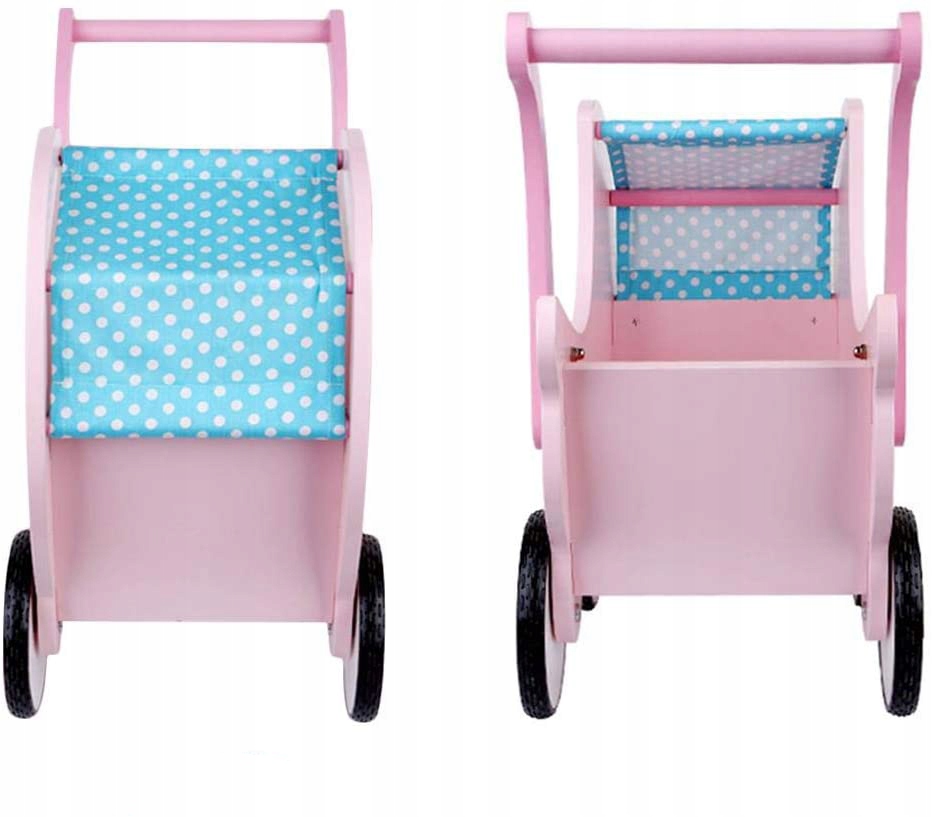 wózek drewniany różowy