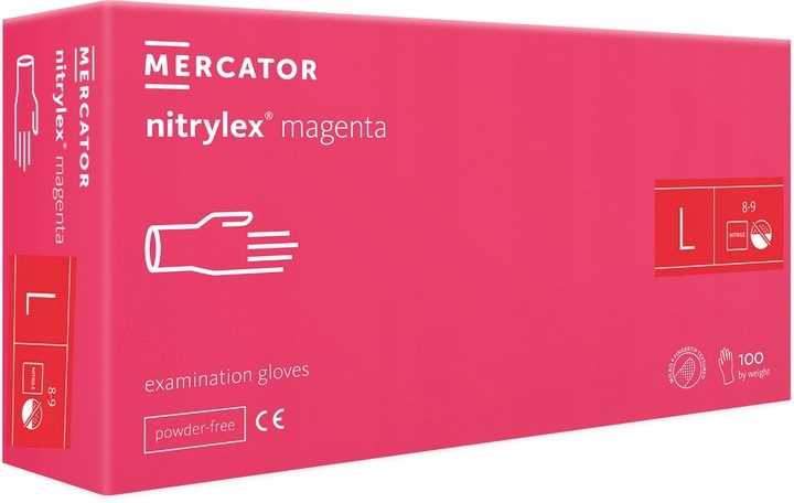 rękawice nitrylowe 100 szt. 9-l nitrylex magenta - 10 szt.