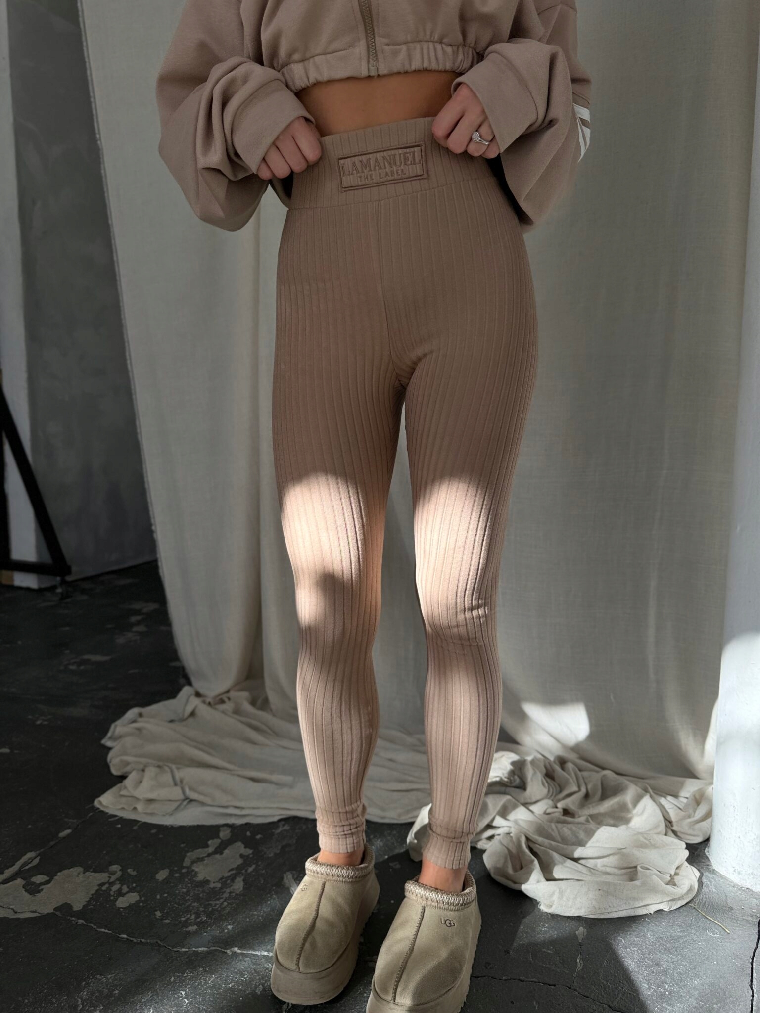 la manuel - legginsy soft touch camel - m