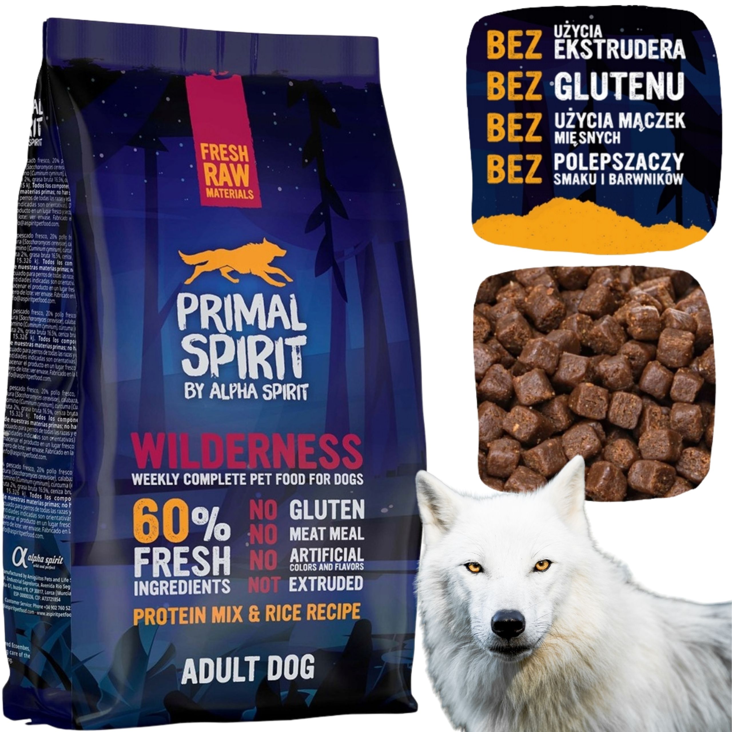 sucha karma dla psa primal spirit wilderness wieprzowina kurczak 1kg