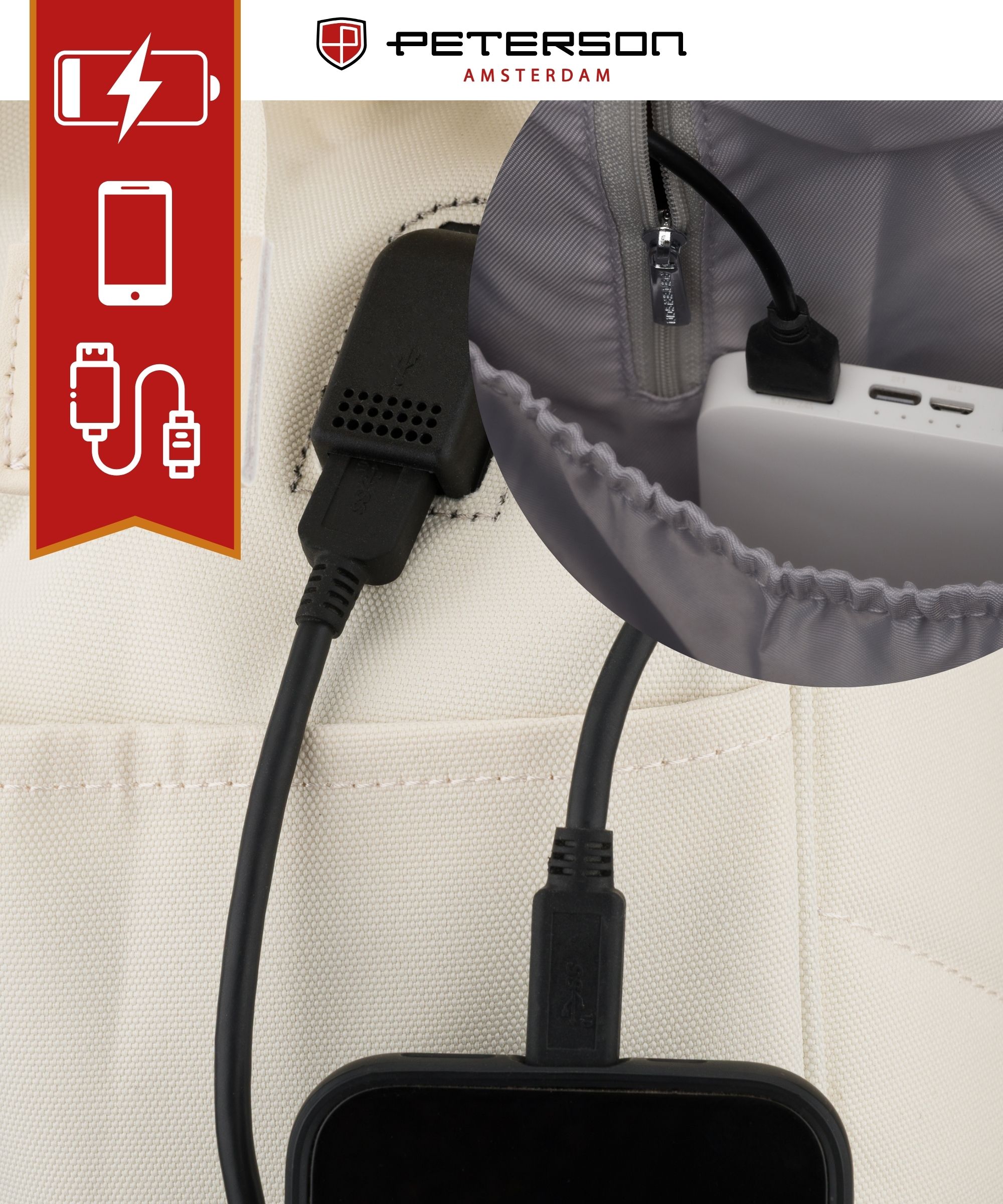 plecak materiałowy ptn beta-0350 ecru