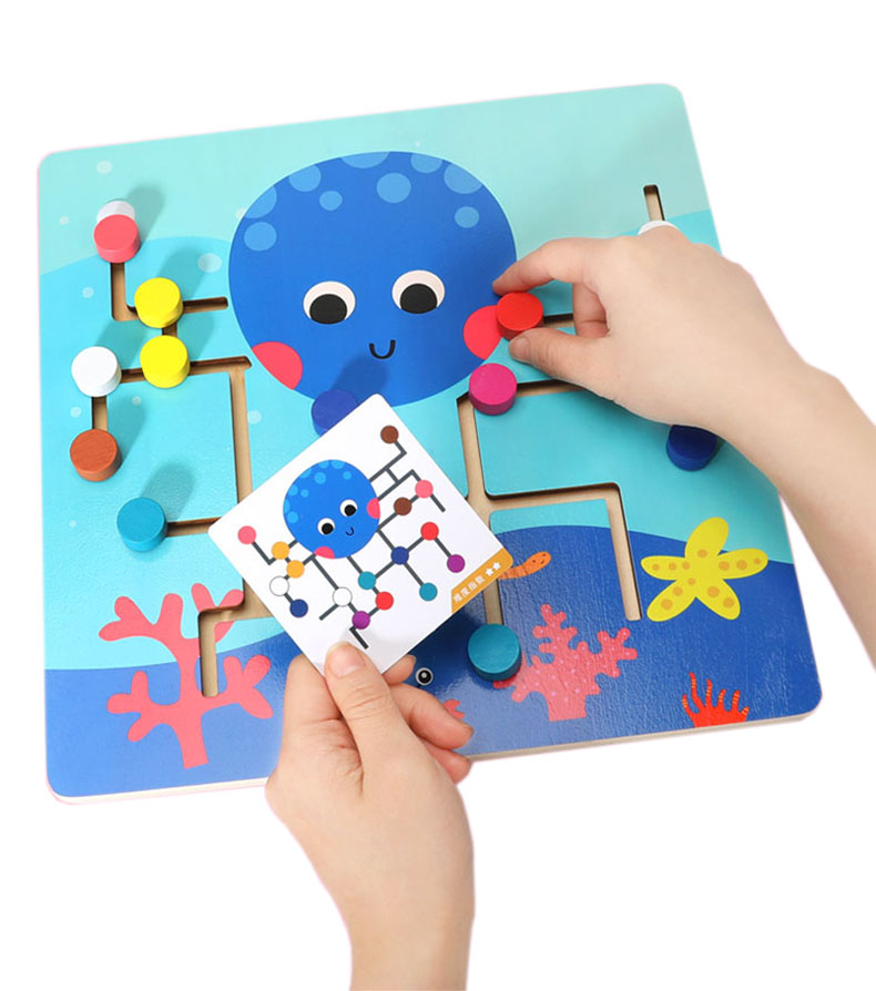 gra logiczna labirynt drewniany ośmiornica pod wodą jhtoy-647