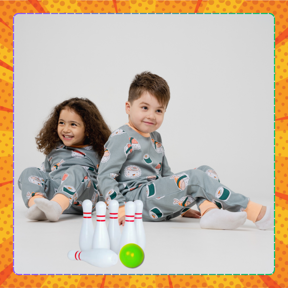 kręgle gra zręcznościowa sensoryczne dla dzieci zabawa bowling białe