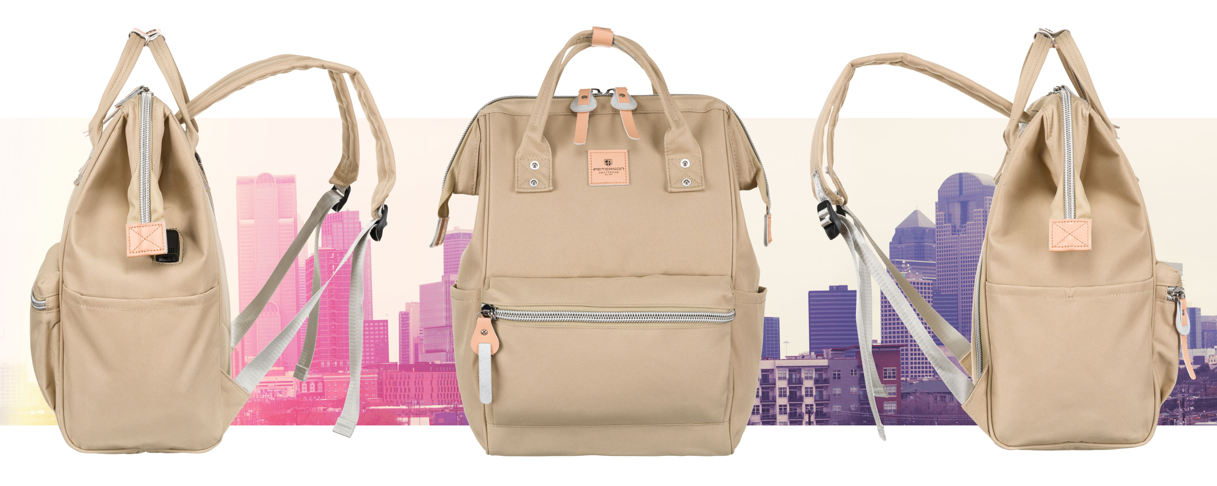 plecak materiałowy ptn beta-6058 beige