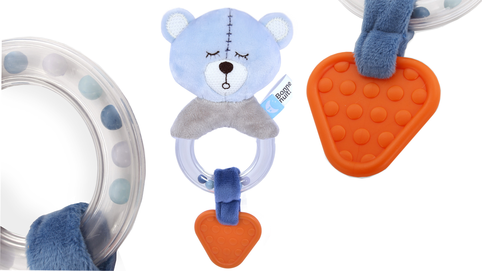 grzechotka z gryzakiem miś dla niemowlaka