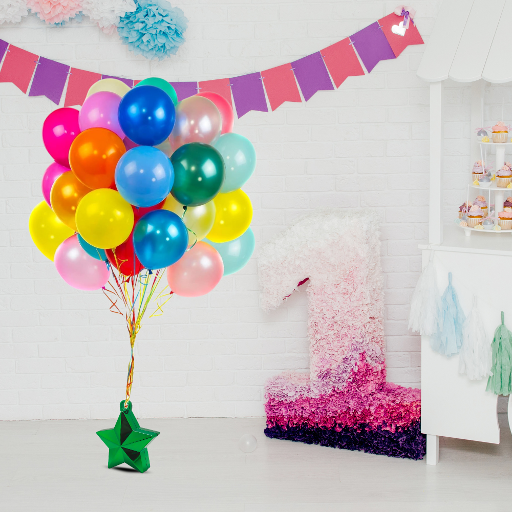 ciężarek do balonów z helem gwiazdka zielona obciążenie balonów 10 cm