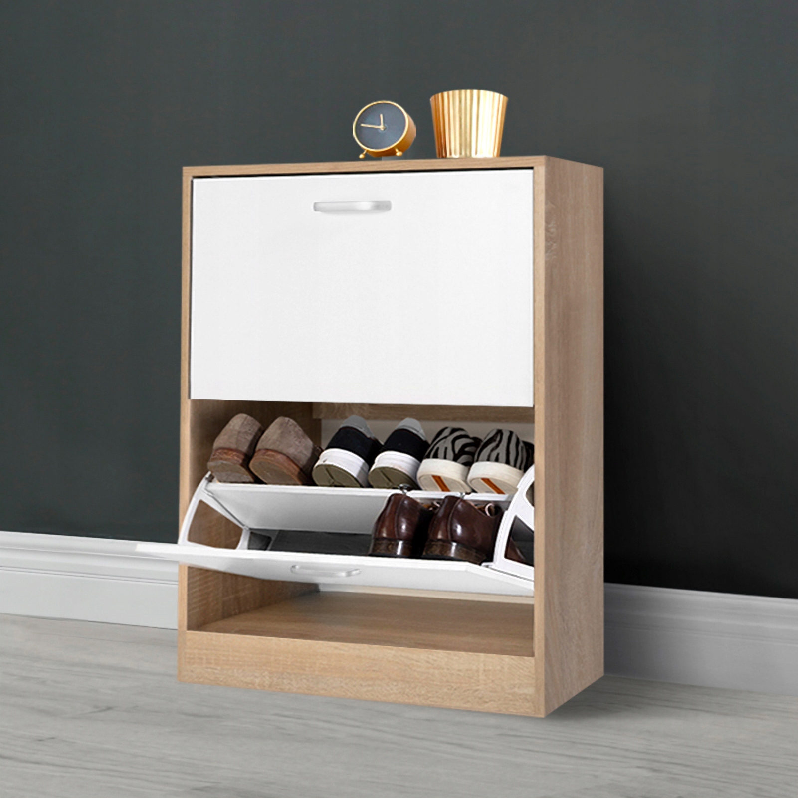 szafka na buty regał 2 komory obuwie komoda pojemna do przedpokoju regał