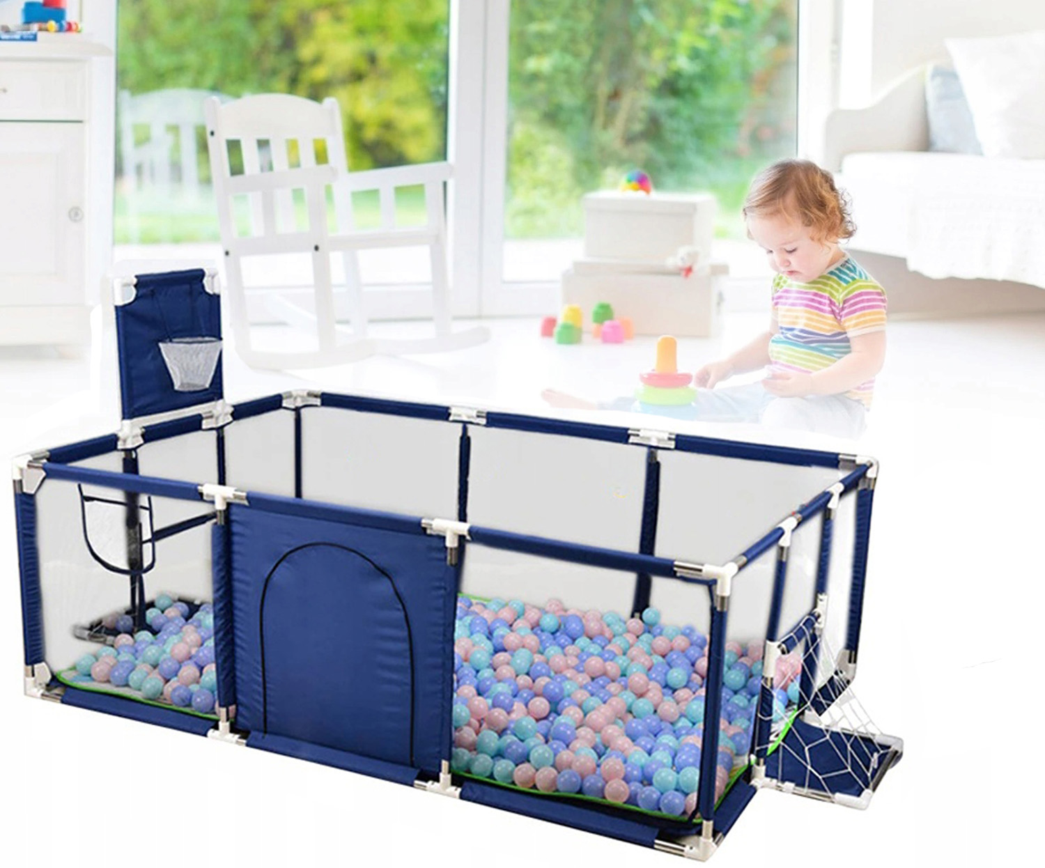 kojec z koszem bramką suchy basen dla dzieci nicekids 180 x 120 cm