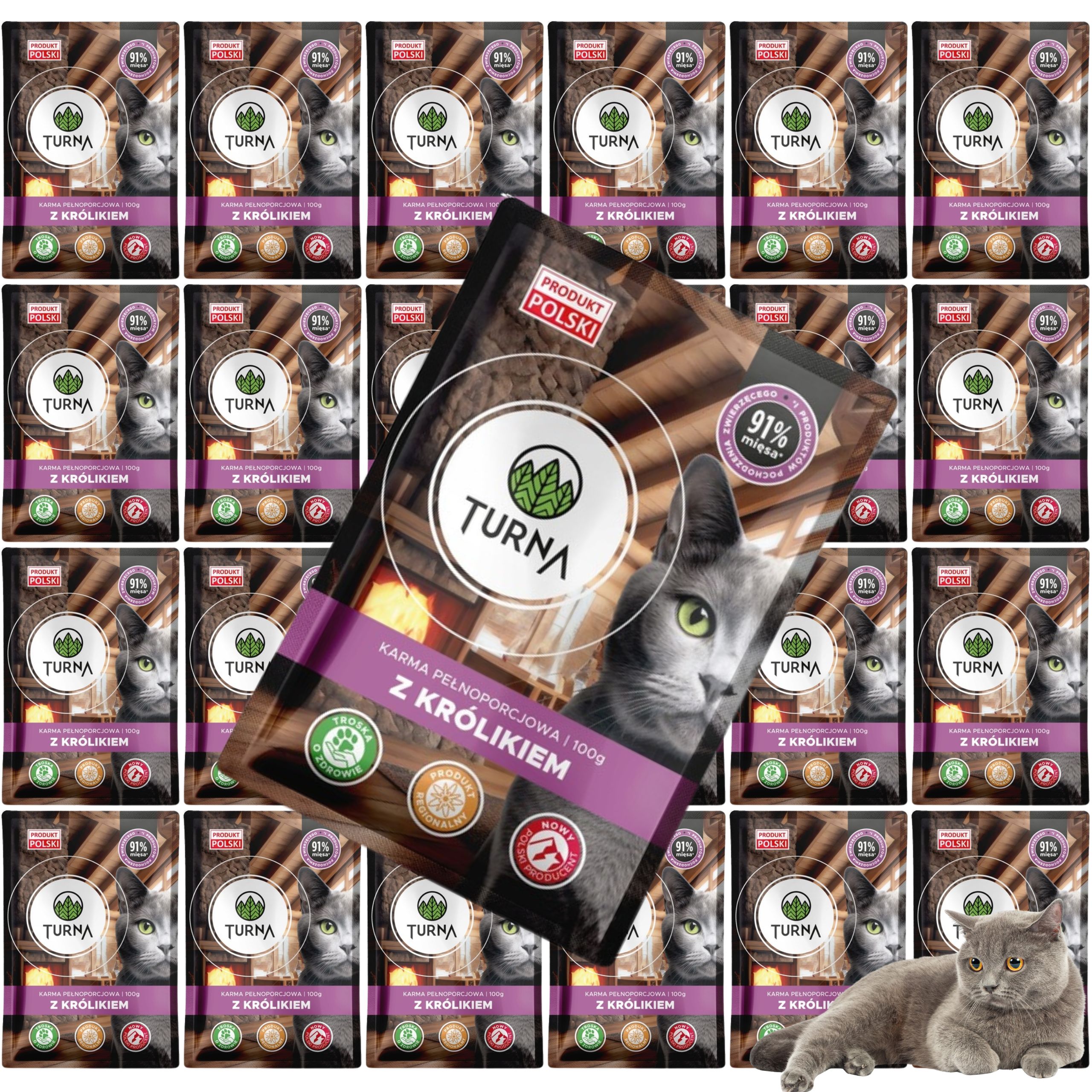 karma mokra dla kota z królikiem turna cats 100g koty z wrażliwym żołądkiem