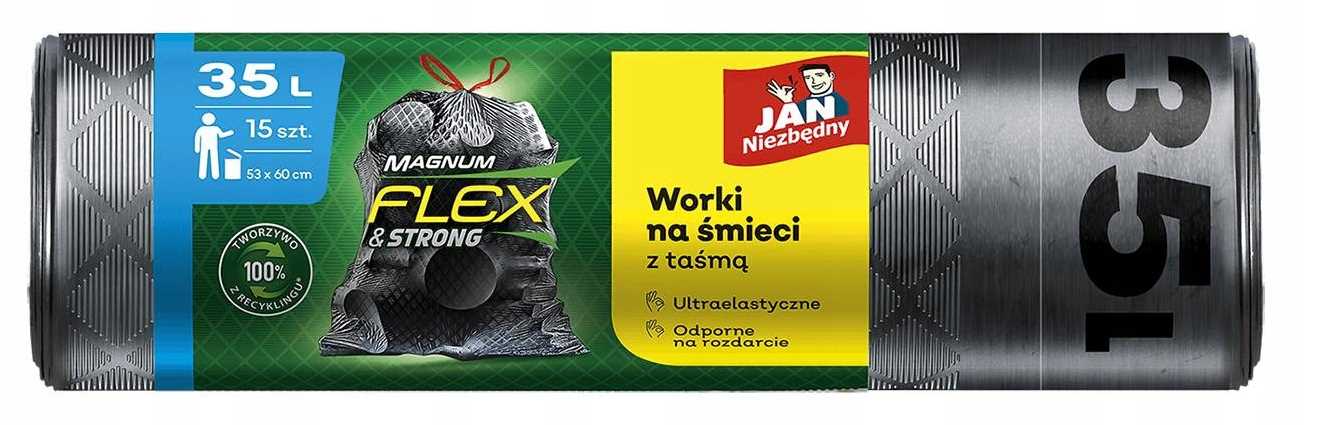 jan niezbędny worki ld magnum flex taśma 35l 15szt. - 5 op.