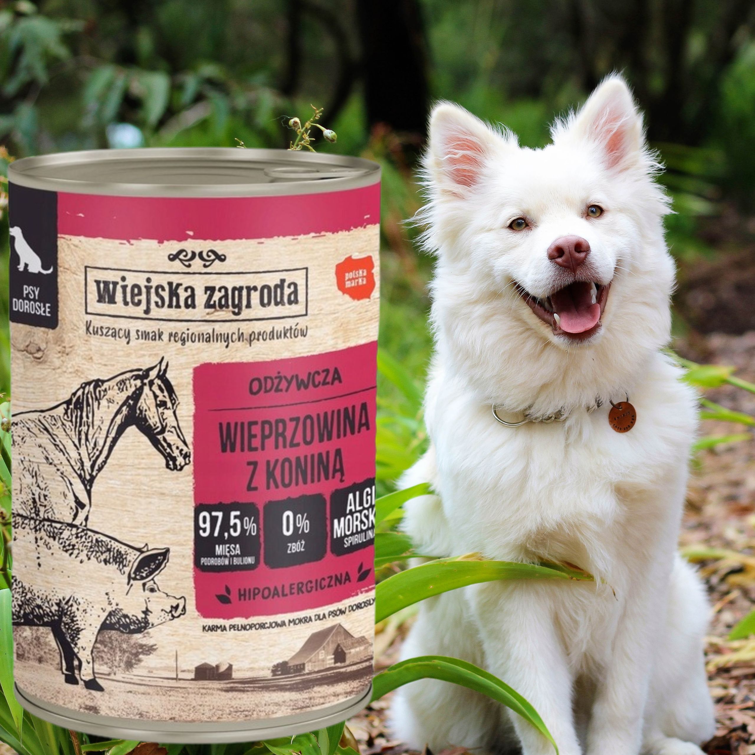 mokra karma dla psa wieprzowina konina 400g wiejska zagroda hipoalergiczna