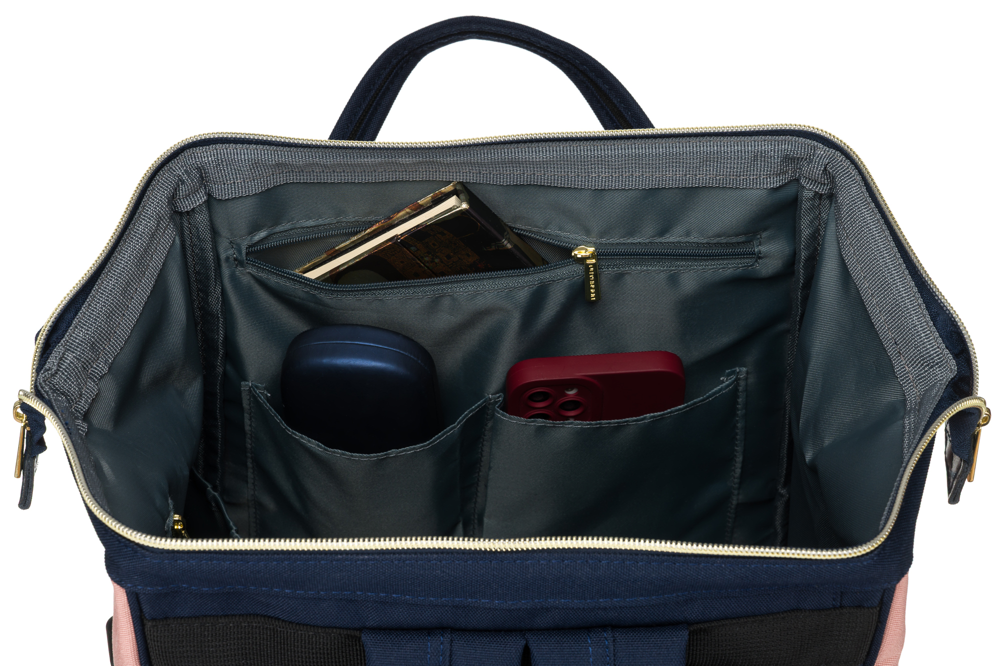 plecak materiałowy ptn alfa-6027 navy+pink