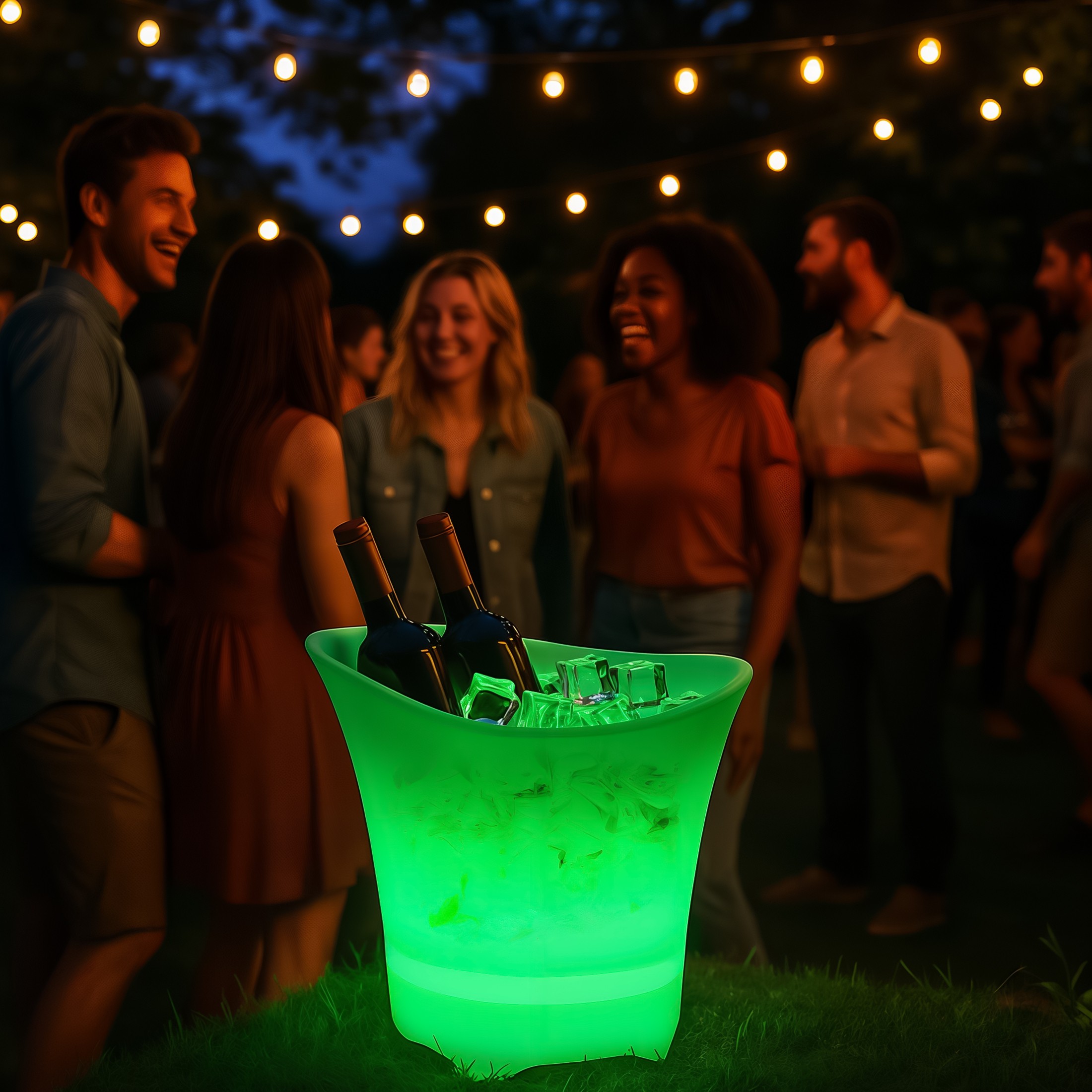 pojemnik wiaderko na lód rgb światło led cooler do lodu 5l na szampana duże