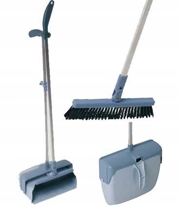 zestaw lobby szufelka zamykana na drążku + miotła do systemu lobby 25 cm