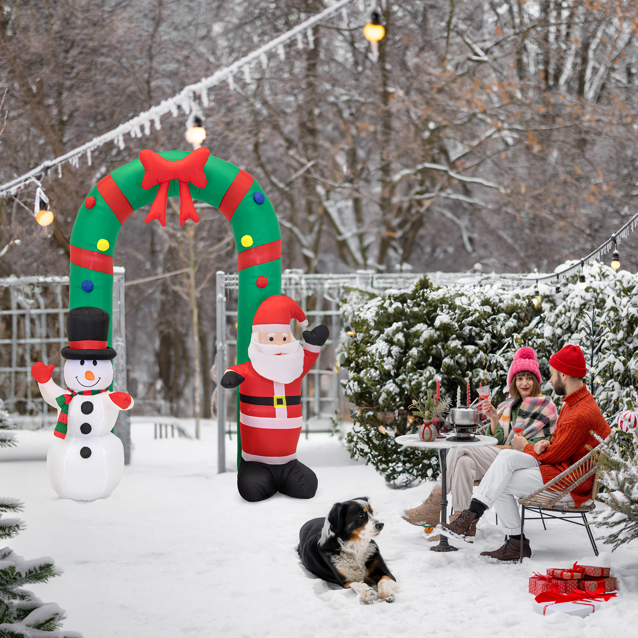 łuk świąteczny pompowany led mikołaj bałwan