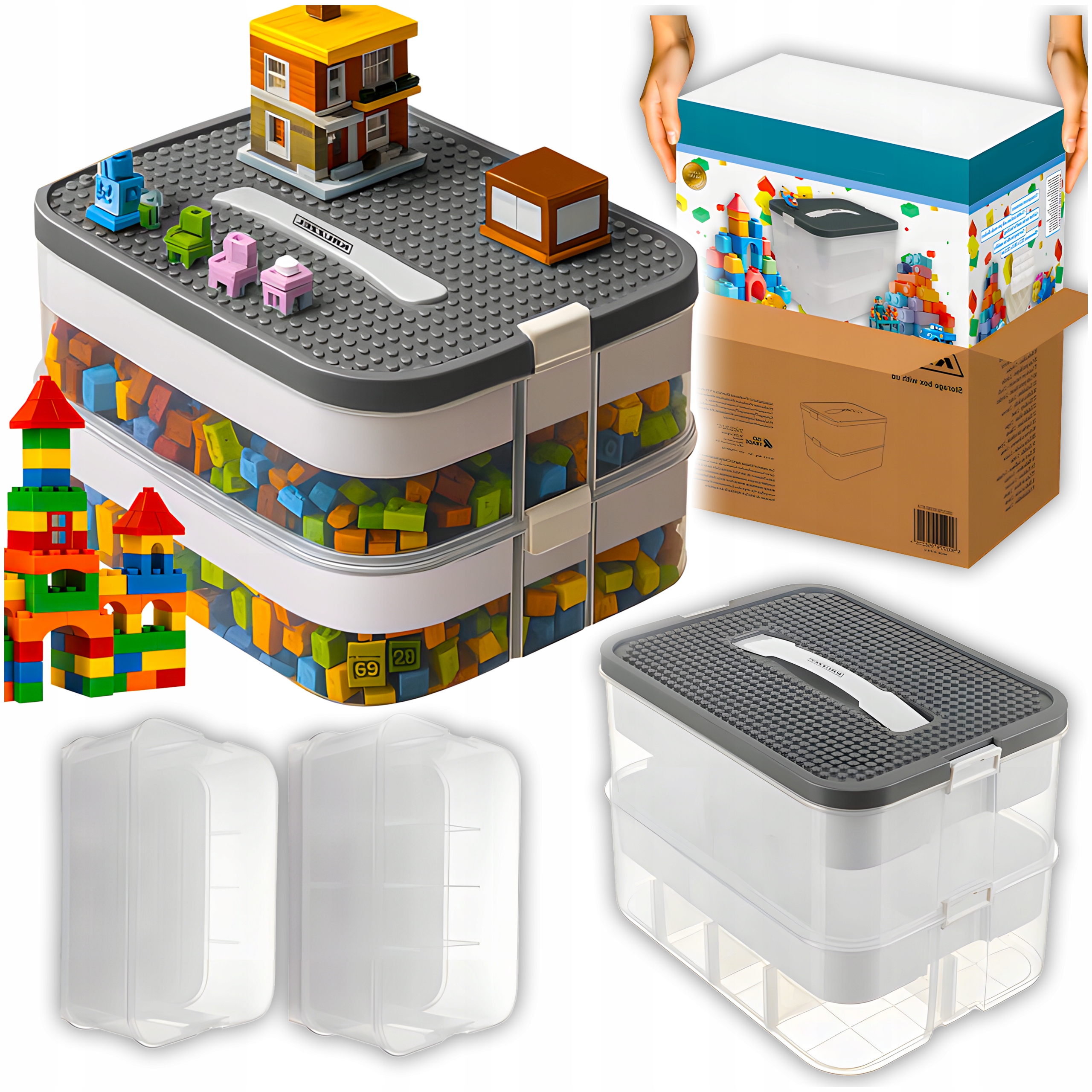 pudełko na klocki- 2 poziomy 15l kruzzel 25756