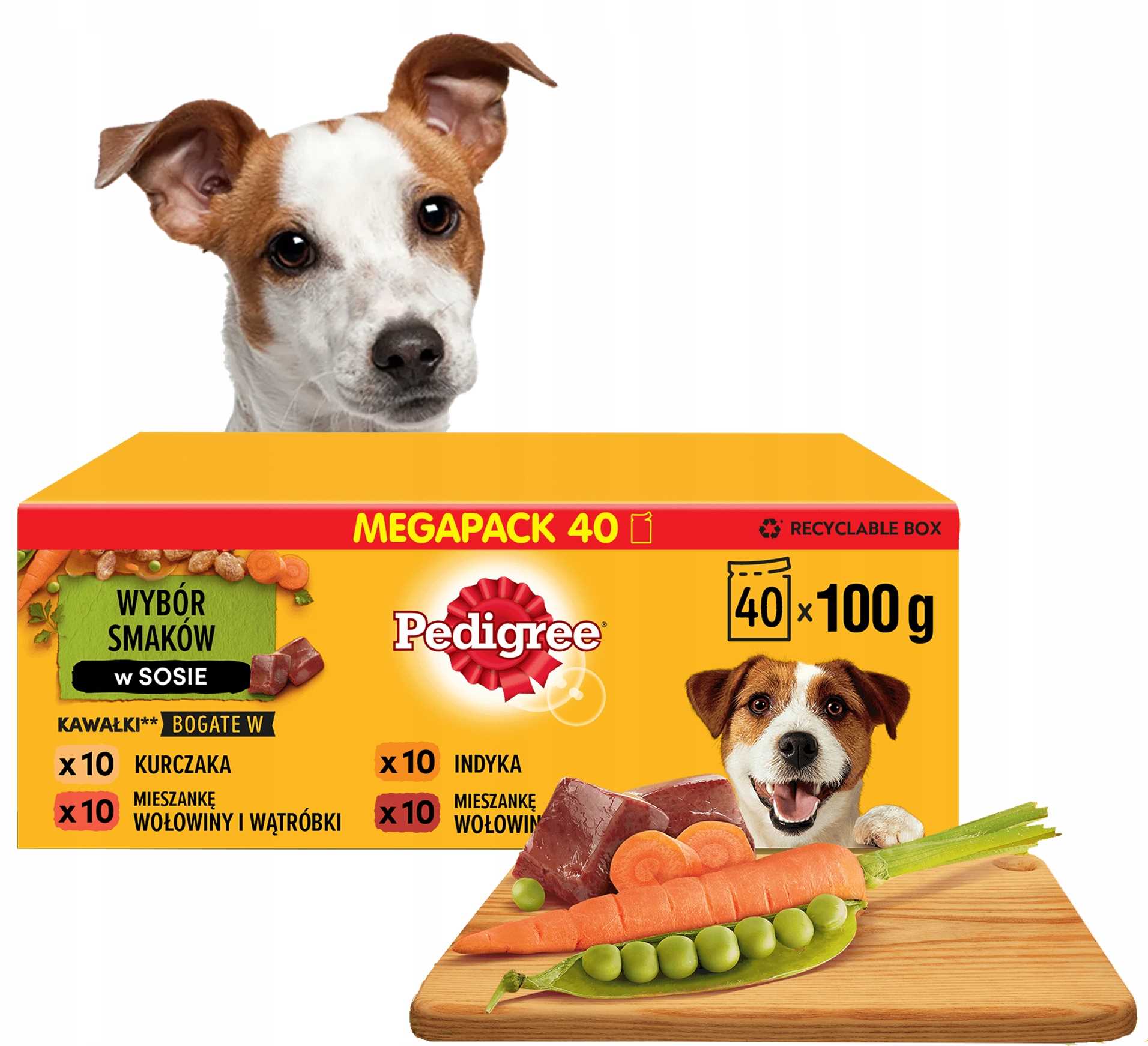pedigree mixed selection with vegetables sos ind/jag/woł/kur 40x100g