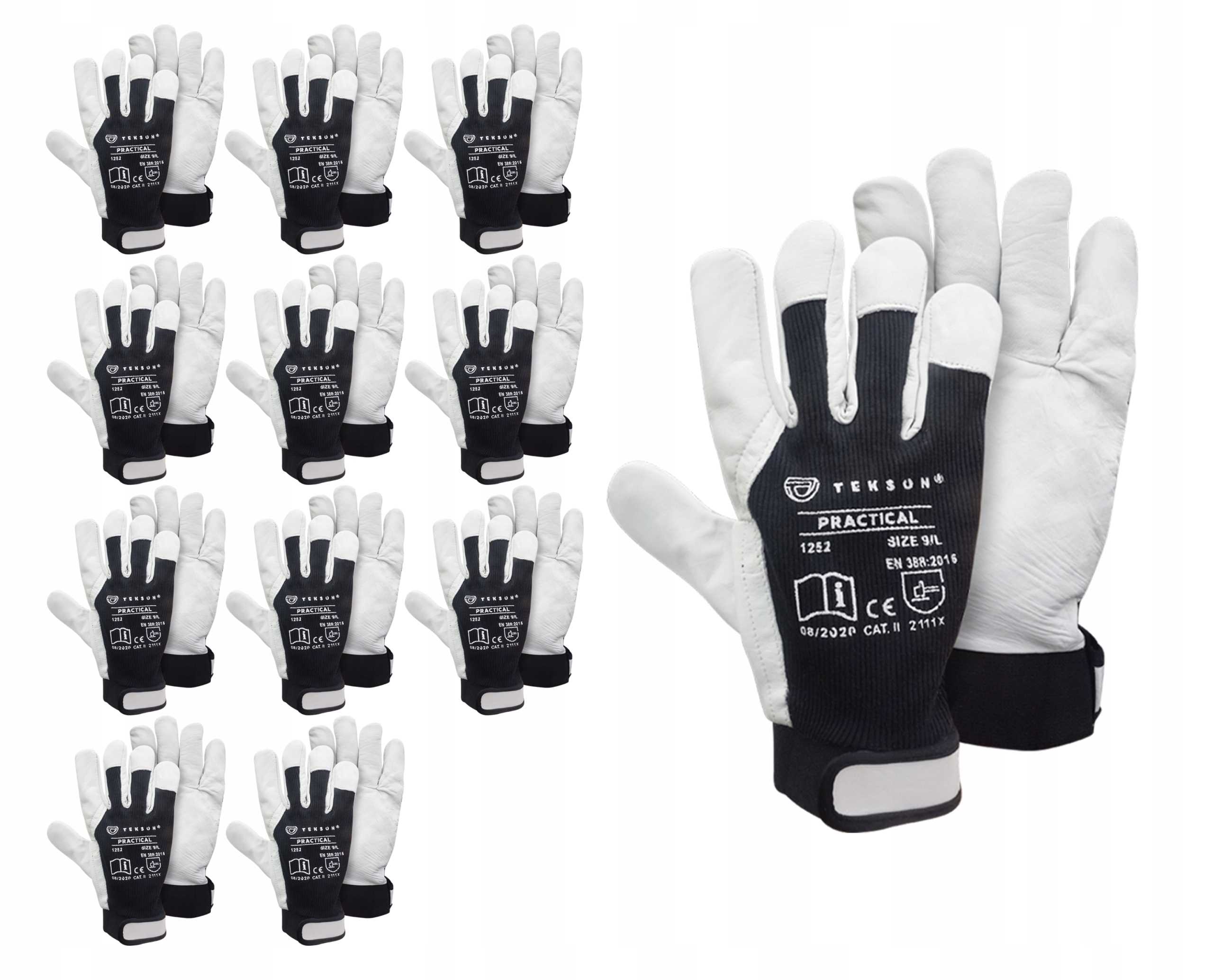 rękawice ochronne tekson practical 1252 skóra kozia z rzepem roz. 8