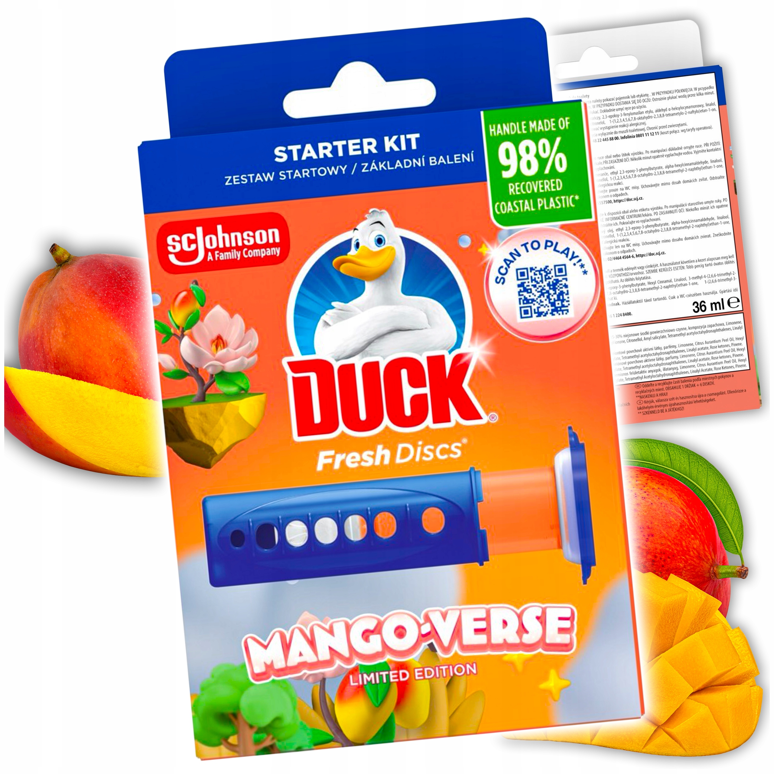 duck fresh discs mango verse - żelowy krążek do toalety 36ml + aplikator