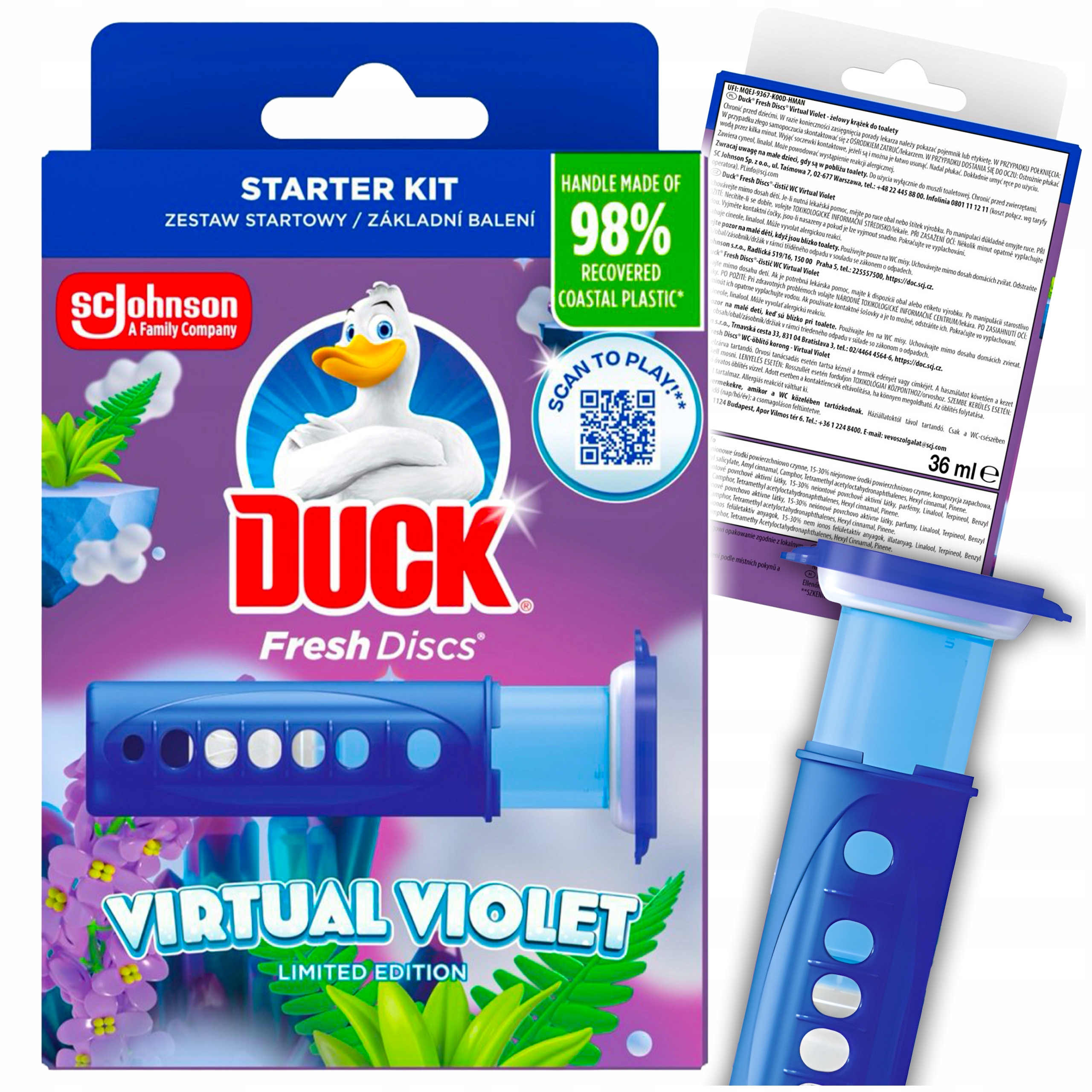 duck fresh discs virtual violet - żelowy krążek do toalety 36ml + aplikator