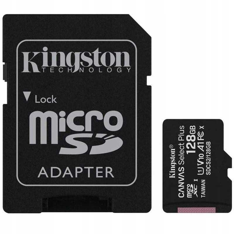 kingston karta pamięci microsd 128gb canvas select plus 100mb/s adapter
