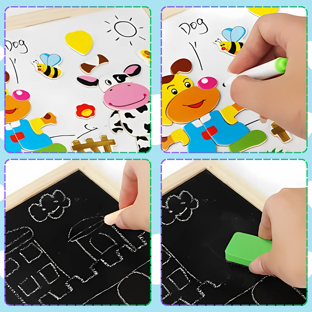 tablica magnetyczna suchościeralna kredowa farma dla dzieci pudełko j