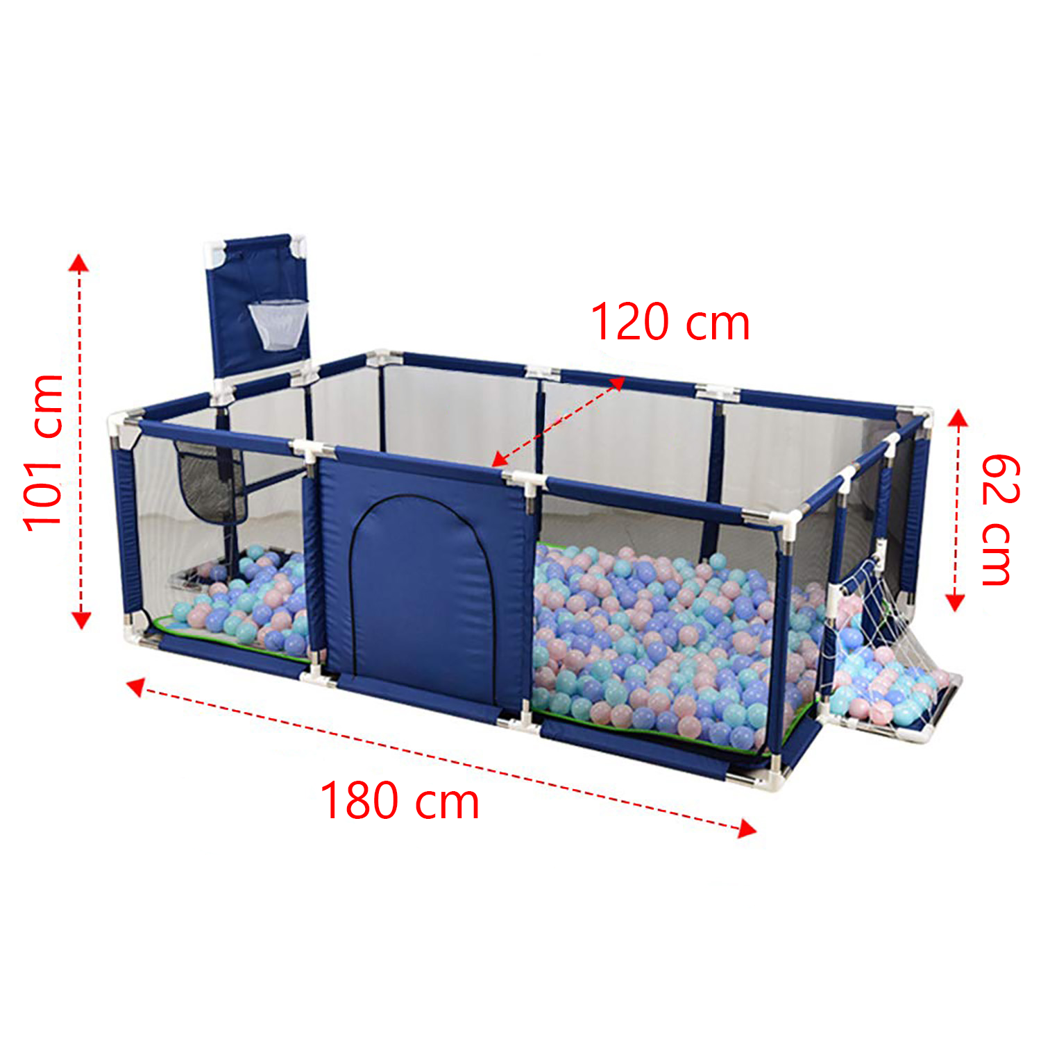 kojec z koszem bramką suchy basen dla dzieci nicekids 180 x 120 cm