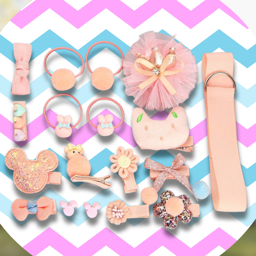 zestaw ozdób do włosów dla dziewczynki  gumki spinki + pudełko