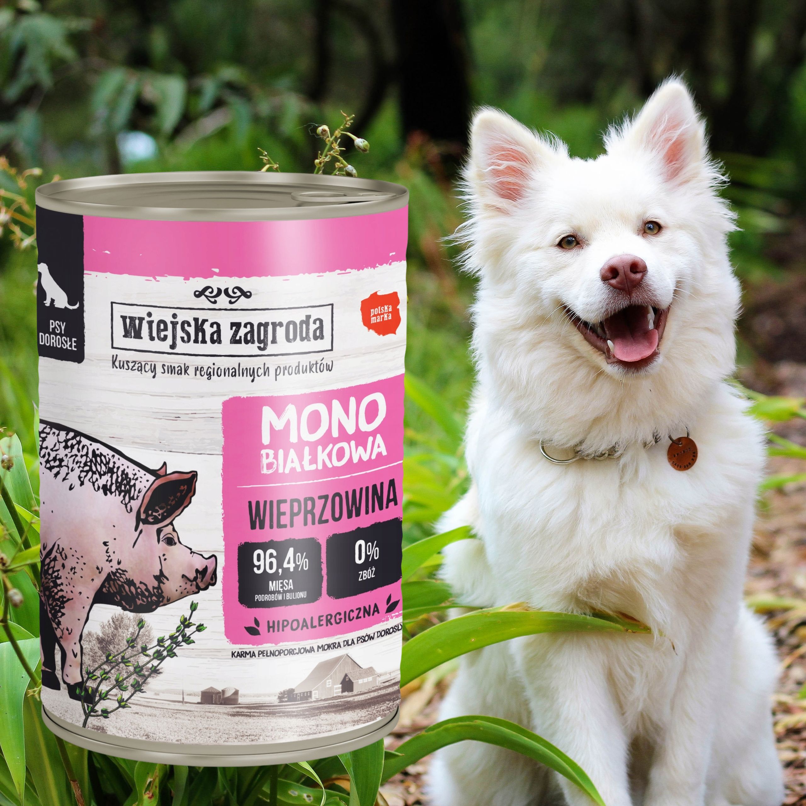 mokra karma dla psa wieprzowina 400g monobiałkowa wiejska zagroda bez zbóż