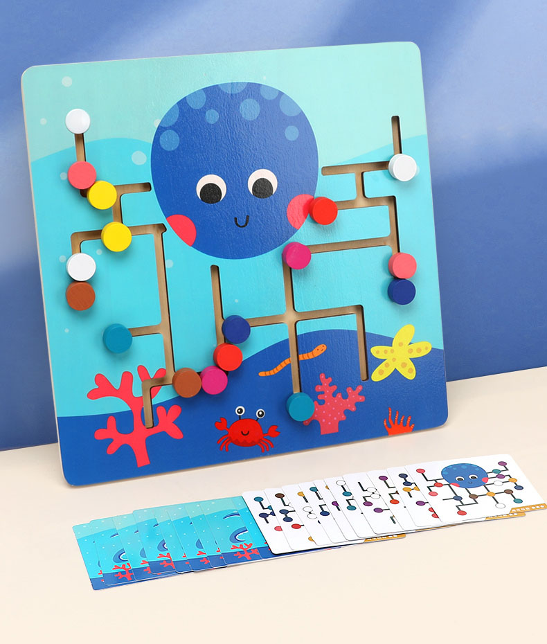 gra logiczna labirynt drewniany ośmiornica pod wodą jhtoy-647