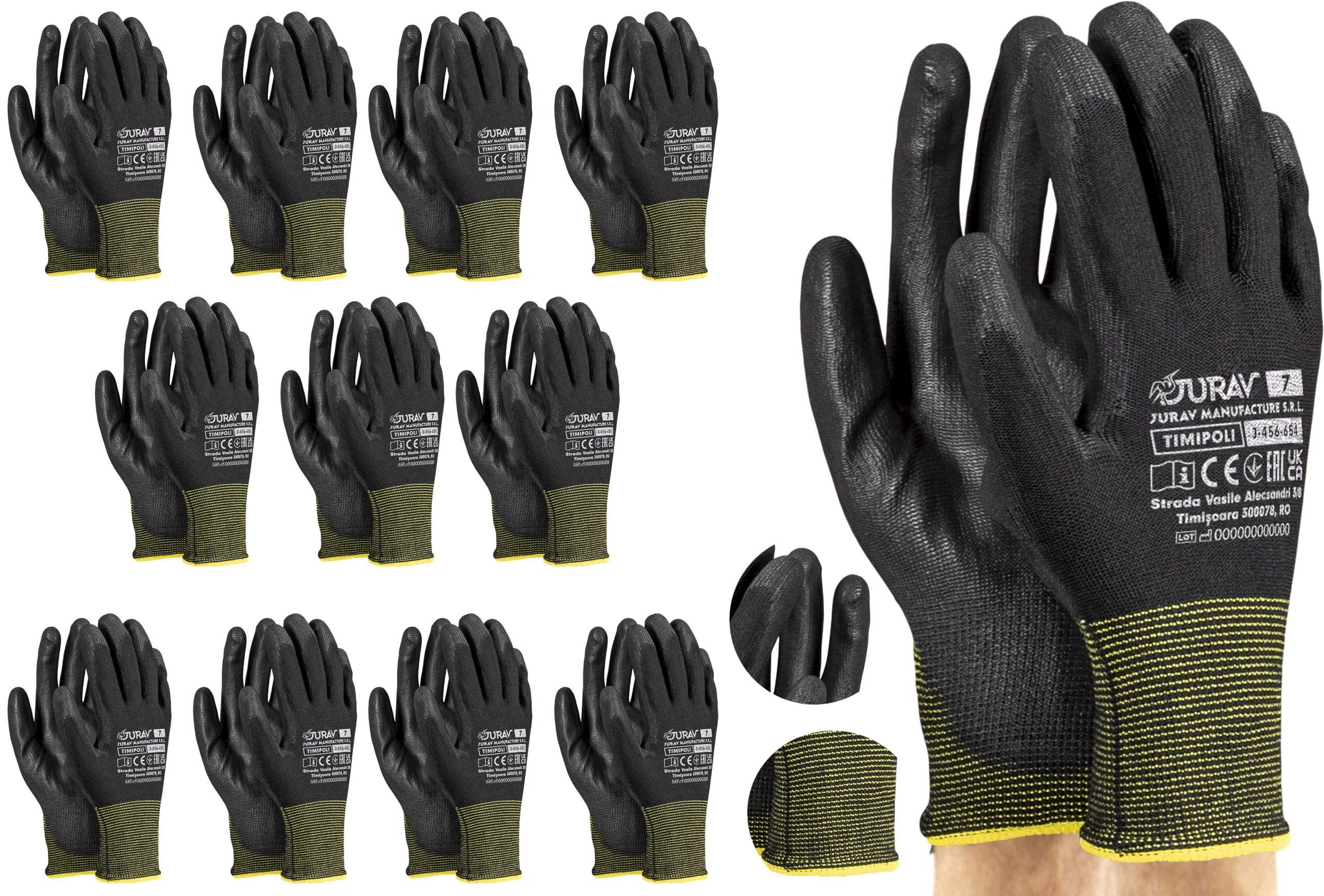 rękawice robocze czarne j-timipoli_bb7-s - 12 par