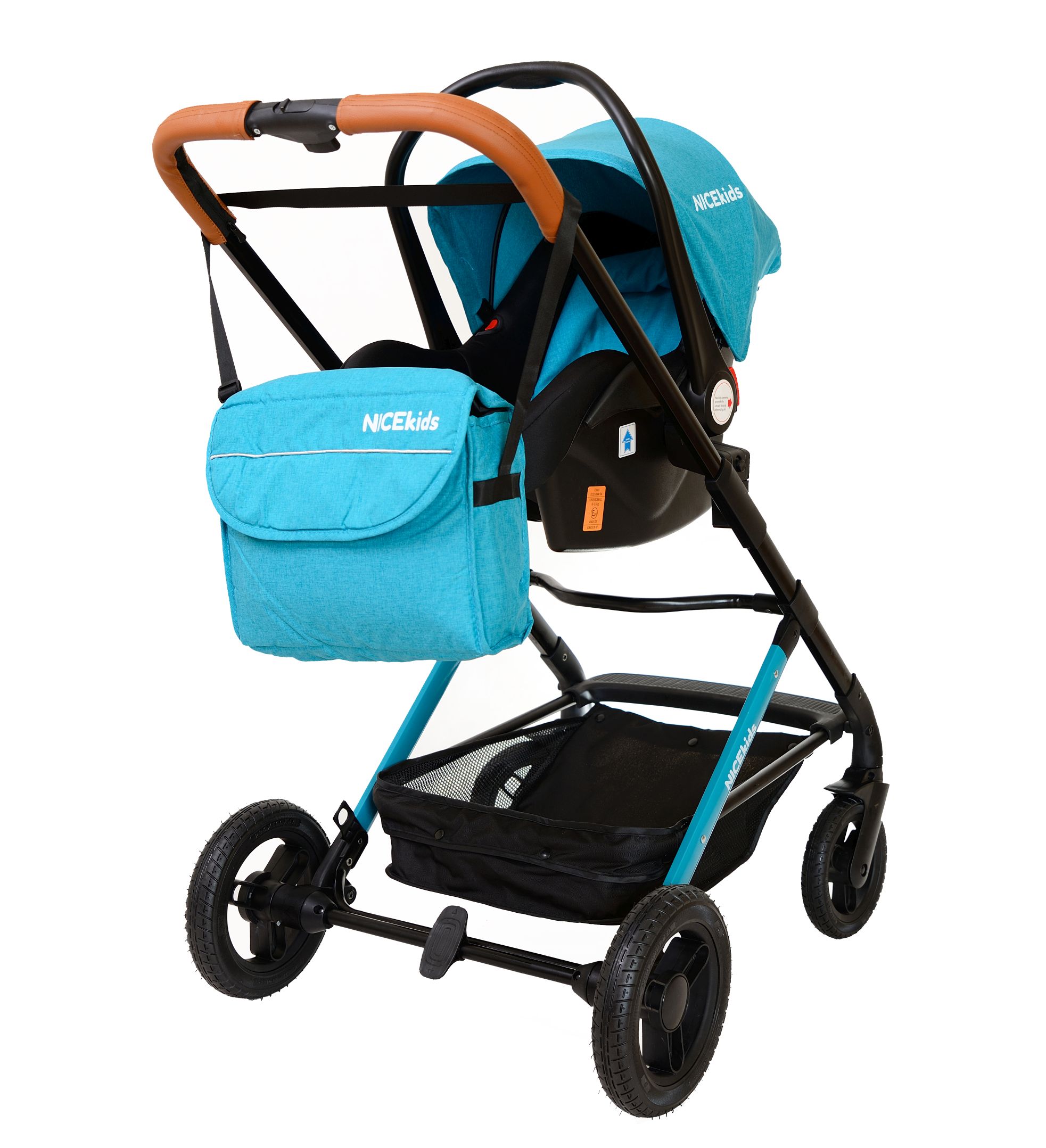 wózek dla dzieci aluminiowy 3w1 508 nicekids seledynowo czarny