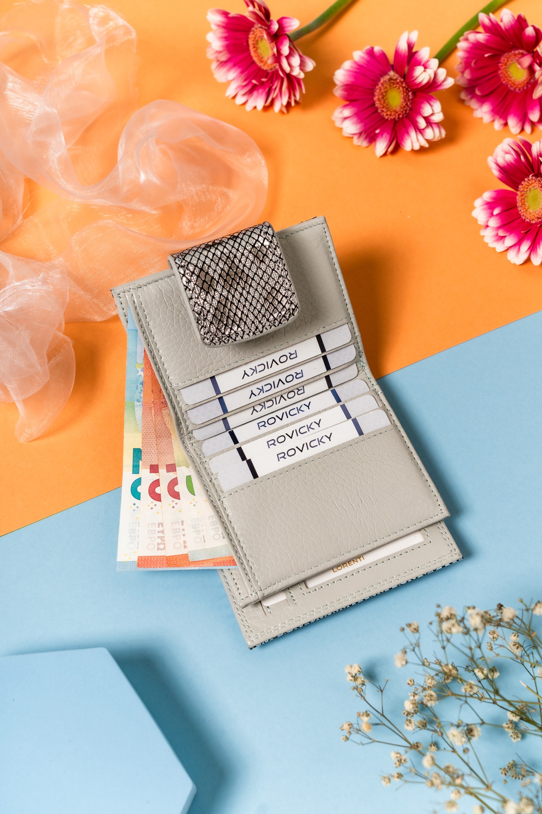 portfel damski skórzany 42329-mer-4287 silver