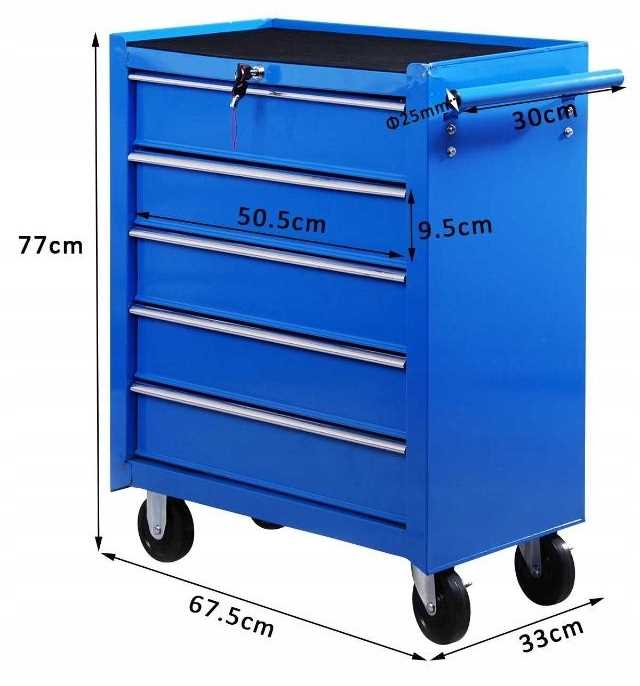wózek narzędziowy 5 szuflad - niebieski