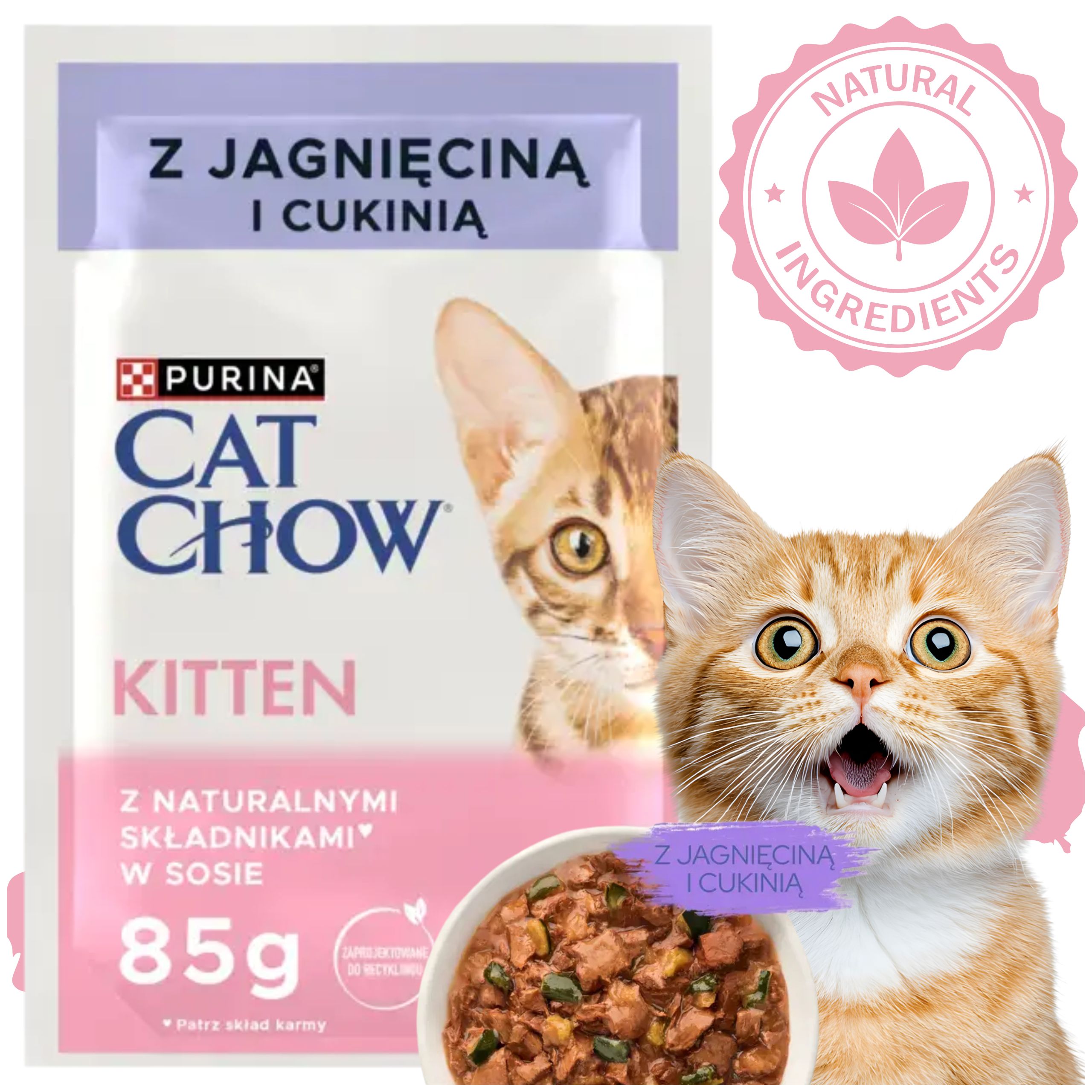 karma mokra dla kociąt purina cat chow kitten jagnięcina z cukinią 85 g