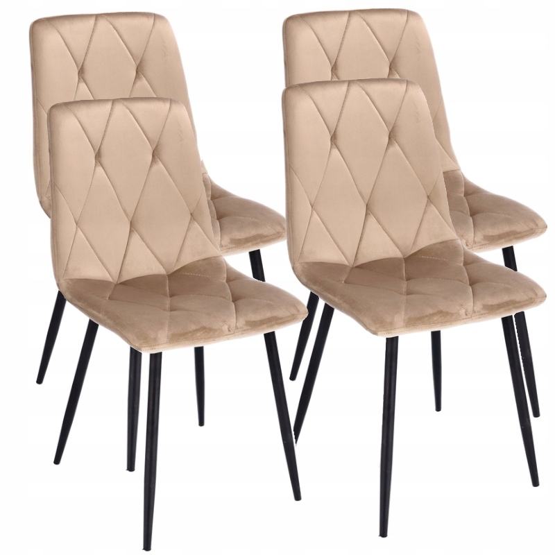 4 x krzesło tapicerowane pikowane welur nowoczesne