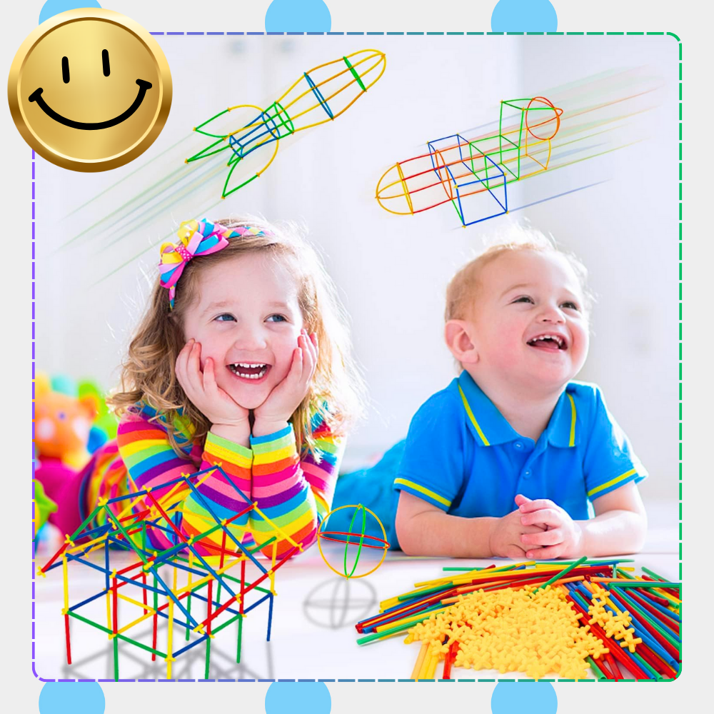 zestaw klocków konstrukcyjnych 800 elementów kreatywne słomki dla dzieci