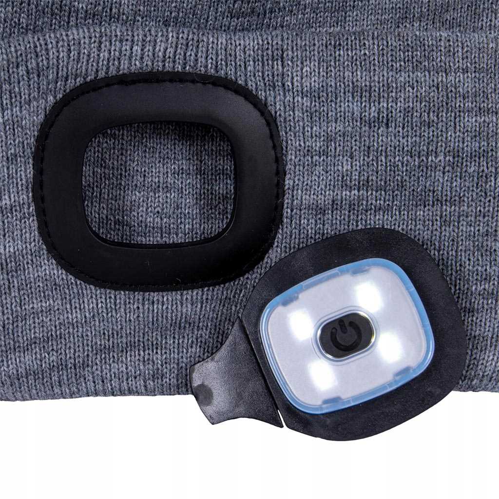 czapka zimowa led z wymienną latarką reis czled_s