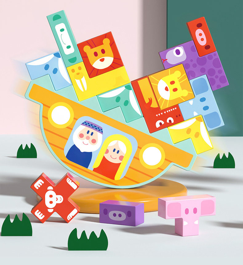 gra logiczna zręcznościowa klocki balansujący statek arka noego tetris