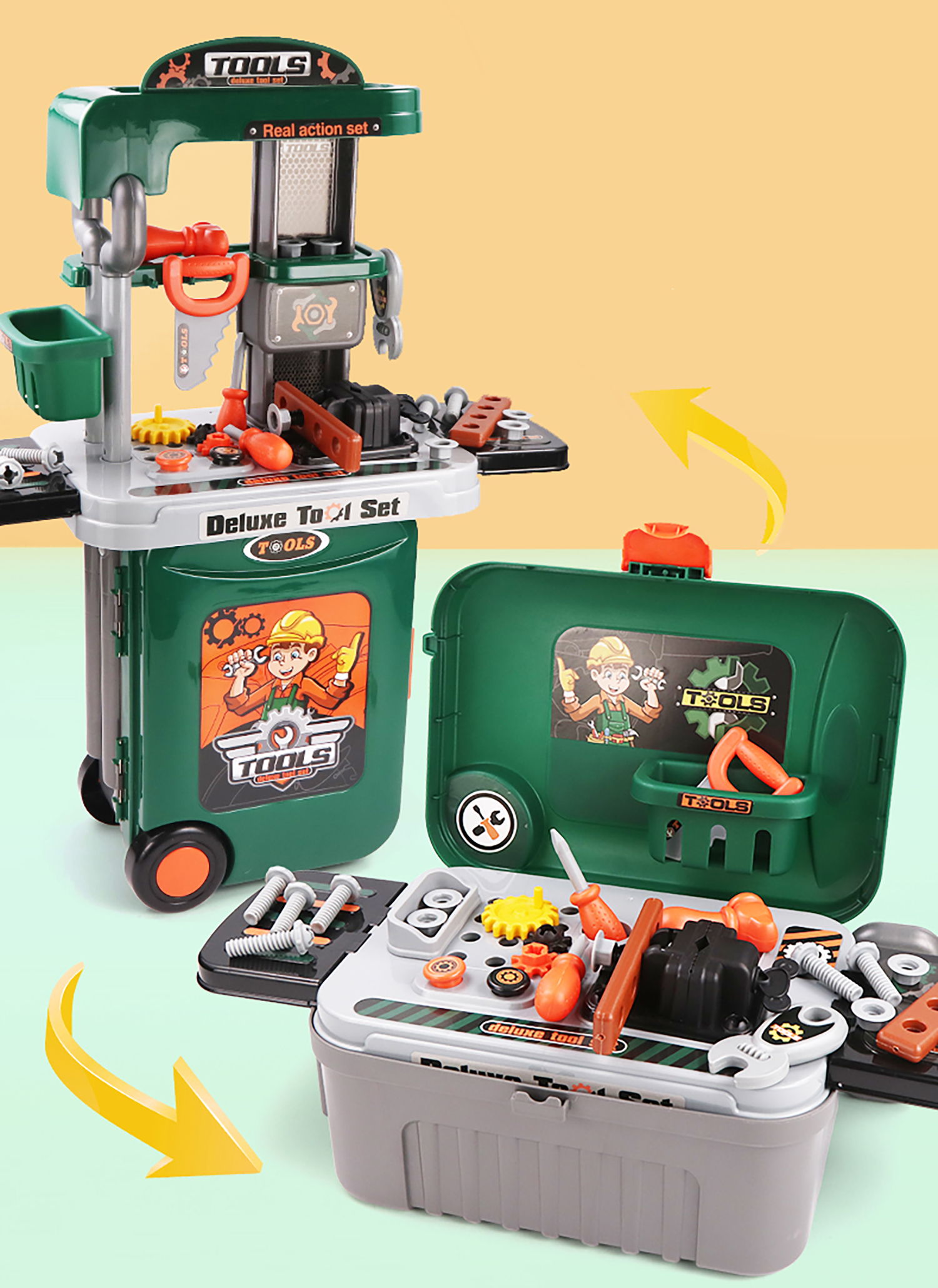 zestaw skrzynka z narzędziami dla dzieci warsztat zabawkowy w walizce